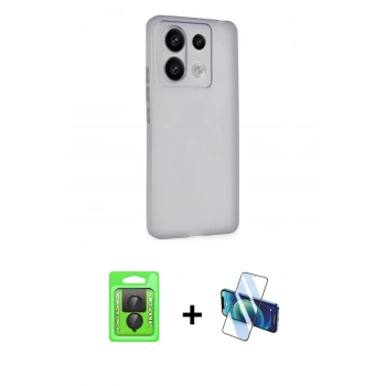 MARSİLYAN™- Redmi Note 13 Pro 4G Kılıf Atlas Minimal Prime - Siyah 3D Antistatik Cam Ekran Koruyucu + Raze Metal Kamera Lens - SH