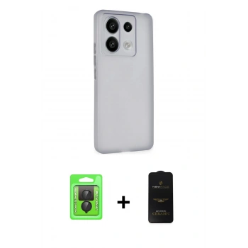 MARSİLYAN™- Redmi Note 13 Pro 4G Kılıf Atlas Minimal Prime - Siyah 6D Antistatik Mat Seramik Hayalet Nano Ekran Koruyucu + Raze Metal Kamera Lens - SH