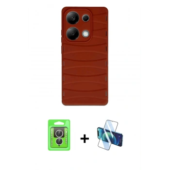 MARSİLYAN™- Redmi Note 13 Pro 4G Kılıf Doruk Form Serisi - Siyah 3D Antistatik Seramik Nano Ekran Koruyucu + Raze Metal Kamera Lens - GS