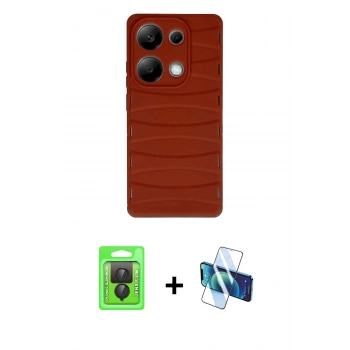 MARSİLYAN™- Redmi Note 13 Pro 4G Kılıf Doruk Form Serisi - Siyah 3D Antistatik Seramik Nano Ekran Koruyucu + Raze Metal Kamera Lens - SH