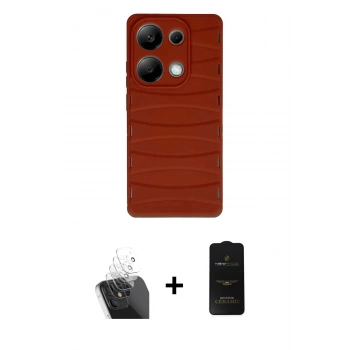 MARSİLYAN™- Redmi Note 13 Pro 4G Kılıf Doruk Form Serisi - Siyah 6D Antistatik Mat Seramik Hayalet Nano Ekran Koruyucu + Kamera Lens Koruma Cam - SF