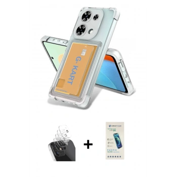 MARSİLYAN™- Redmi Note 13 Pro 4G Kılıf Doruk Klasik Koleksiyonu - Şeffaf Pasifik Cam Ekran Koruyucu + Kamera Lens Koruma Cam - SF