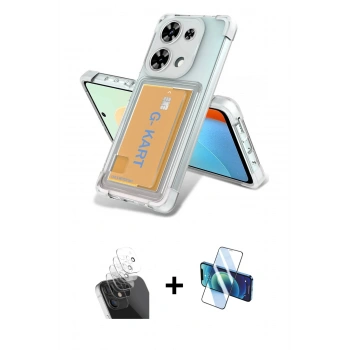 MARSİLYAN™- Redmi Note 13 Pro 4G Kılıf Doruk Klasik Koleksiyonu - Siyah 3D Antistatik Cam Ekran Koruyucu + Kamera Lens Koruma Cam - SF