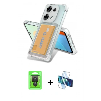 MARSİLYAN™- Redmi Note 13 Pro 4G Kılıf Doruk Klasik Koleksiyonu - Siyah 3D Antistatik Seramik Nano Ekran Koruyucu + Raze Metal Kamera Lens - SH