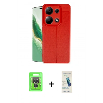 MARSİLYAN™- Redmi Note 13 Pro 4G Kılıf Doruk Klasik Özel Seri - Şeffaf Pasifik Cam Ekran Koruyucu + Raze Metal Kamera Lens - GS