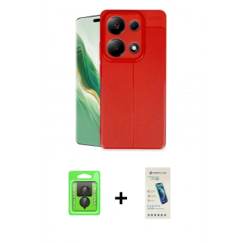 MARSİLYAN™- Redmi Note 13 Pro 4G Kılıf Doruk Klasik Özel Seri - Şeffaf Pasifik Cam Ekran Koruyucu + Raze Metal Kamera Lens - SH
