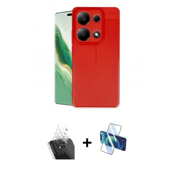 MARSİLYAN™- Redmi Note 13 Pro 4G Kılıf Doruk Klasik Özel Seri - Siyah 3D Antistatik Seramik Nano Ekran Koruyucu + Kamera Lens Koruma Cam - SF