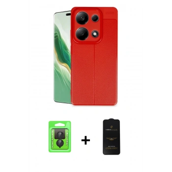 MARSİLYAN™- Redmi Note 13 Pro 4G Kılıf Doruk Klasik Özel Seri - Siyah 6D Antistatik Mat Seramik Hayalet Nano Ekran Koruyucu + Raze Metal Kamera Lens - SH
