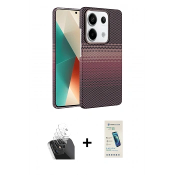 MARSİLYAN™- Redmi Note 13 Pro 4G Kılıf Doruk Serisi - Şeffaf Pasifik Cam Ekran Koruyucu + Kamera Lens Koruma Cam - SF