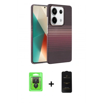 MARSİLYAN™- Redmi Note 13 Pro 4G Kılıf Doruk Serisi - Siyah 6D Antistatik Mat Seramik Hayalet Nano Ekran Koruyucu + Raze Metal Kamera Lens - SH