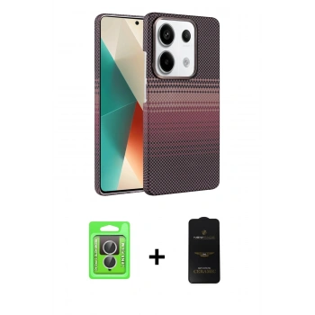 MARSİLYAN™- Redmi Note 13 Pro 4G Kılıf Doruk Serisi - Siyah 6D Antistatik Mat Seramik Hayalet Nano Ekran Koruyucu + Raze Metal Kamera Lens - GS