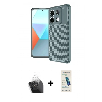 MARSİLYAN™- Redmi Note 13 Pro 4G Kılıf Eksen Form Prime - Şeffaf Pasifik Cam Ekran Koruyucu + Kamera Lens Koruma Cam - SF