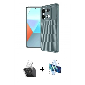 MARSİLYAN™- Redmi Note 13 Pro 4G Kılıf Eksen Form Prime - Siyah 3D Antistatik Seramik Nano Ekran Koruyucu + Kamera Lens Koruma Cam - SF
