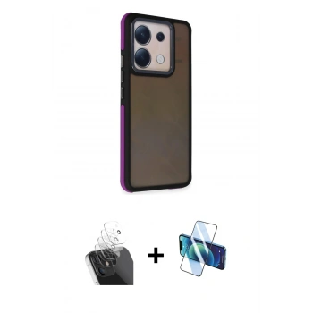 MARSİLYAN™- Redmi Note 13 Pro 4G Kılıf Eksen Işık - Siyah 3D Antistatik Seramik Nano Ekran Koruyucu + Kamera Lens Koruma Cam - SF