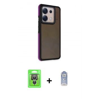 MARSİLYAN™- Redmi Note 13 Pro 4G Kılıf Eksen Işık - Siyah Joko Magic 5D Cam + Raze Metal Kamera Lens - GS