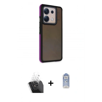 MARSİLYAN™- Redmi Note 13 Pro 4G Kılıf Eksen Işık - Siyah Joko Magic 5D Cam + Kamera Lens Koruma Cam - SF