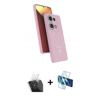 MARSİLYAN™- Redmi Note 13 Pro 4G Kılıf İz Işık Koleksiyonu - Siyah 3D Antistatik Seramik Nano Ekran Koruyucu + Kamera Lens Koruma Cam - SF