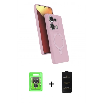 MARSİLYAN™- Redmi Note 13 Pro 4G Kılıf İz Işık Koleksiyonu - Siyah 6D Antistatik Mat Seramik Hayalet Nano Ekran Koruyucu + Raze Metal Kamera Lens - GS