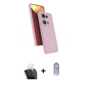 MARSİLYAN™- Redmi Note 13 Pro 4G Kılıf İz Işık Koleksiyonu - Siyah Joko Magic 5D Cam + Kamera Lens Koruma Cam - SF