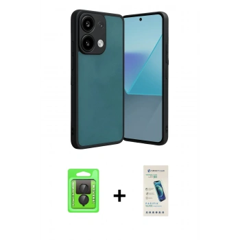MARSİLYAN™- Redmi Note 13 Pro 4G Kılıf Kıvılcım Işık Serisi - Şeffaf Pasifik Cam Ekran Koruyucu + Raze Metal Kamera Lens - SH