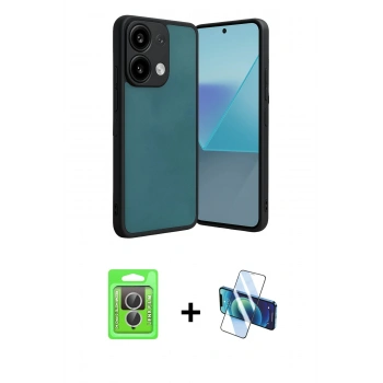 MARSİLYAN™- Redmi Note 13 Pro 4G Kılıf Kıvılcım Işık Serisi - Siyah 3D Antistatik Cam Ekran Koruyucu + Raze Metal Kamera Lens - GS