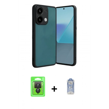 MARSİLYAN™- Redmi Note 13 Pro 4G Kılıf Kıvılcım Işık Serisi - Siyah Joko Magic 5D Cam + Raze Metal Kamera Lens - SH