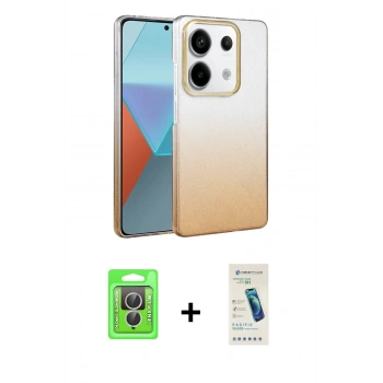 MARSİLYAN™- Redmi Note 13 Pro 4G Kılıf Kıvılcım Minimal Özel Seri - Şeffaf Pasifik Cam Ekran Koruyucu + Raze Metal Kamera Lens - GS