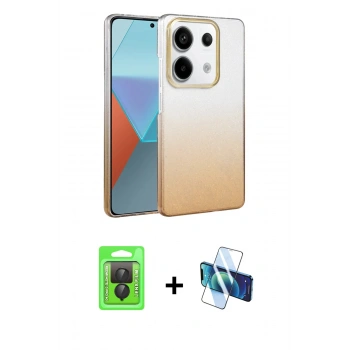 MARSİLYAN™- Redmi Note 13 Pro 4G Kılıf Kıvılcım Minimal Özel Seri - Siyah 3D Antistatik Cam Ekran Koruyucu + Raze Metal Kamera Lens - SH