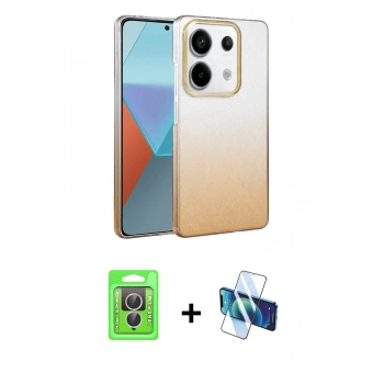 MARSİLYAN™- Redmi Note 13 Pro 4G Kılıf Kıvılcım Minimal Özel Seri - Siyah 3D Antistatik Cam Ekran Koruyucu + Raze Metal Kamera Lens - GS