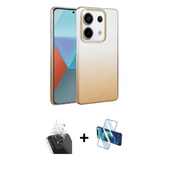 MARSİLYAN™- Redmi Note 13 Pro 4G Kılıf Kıvılcım Minimal Özel Seri - Siyah 3D Antistatik Cam Ekran Koruyucu + Kamera Lens Koruma Cam - SF