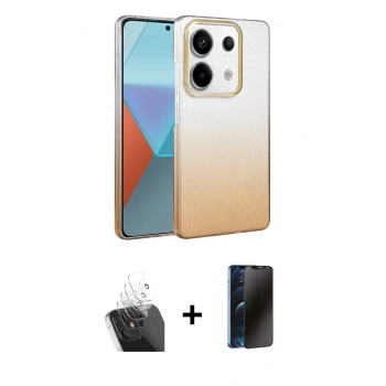MARSİLYAN™- Redmi Note 13 Pro 4G Kılıf Kıvılcım Minimal Özel Seri - Siyah 3D Antistatik Hayalet Cam Ekran Koruyucu + Kamera Lens Koruma Cam - SF
