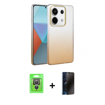 MARSİLYAN™- Redmi Note 13 Pro 4G Kılıf Kıvılcım Minimal Özel Seri - Siyah 3D Antistatik Hayalet Cam Ekran Koruyucu + Raze Metal Kamera Lens - GS