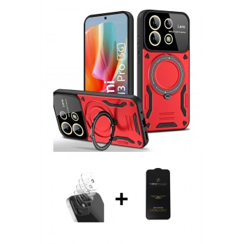 MARSİLYAN™- Redmi Note 13 Pro 4G Kılıf Kıvılcım Modern Serisi - Siyah 6D Antistatik Mat Seramik Hayalet Nano Ekran Koruyucu + Kamera Lens Koruma Cam - SF