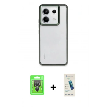 MARSİLYAN™- Redmi Note 13 Pro 4G Kılıf Nova Işık Serisi - Şeffaf Pasifik Cam Ekran Koruyucu + Raze Metal Kamera Lens - GS
