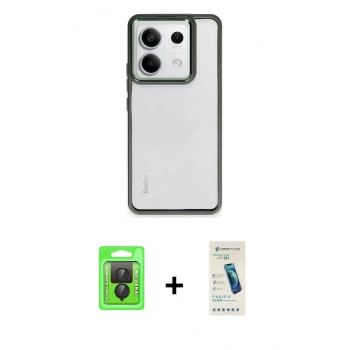 MARSİLYAN™- Redmi Note 13 Pro 4G Kılıf Nova Işık Serisi - Şeffaf Pasifik Cam Ekran Koruyucu + Raze Metal Kamera Lens - SH