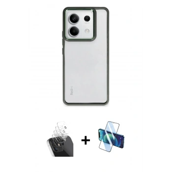 MARSİLYAN™- Redmi Note 13 Pro 4G Kılıf Nova Işık Serisi - Siyah 3D Antistatik Cam Ekran Koruyucu + Kamera Lens Koruma Cam - SF
