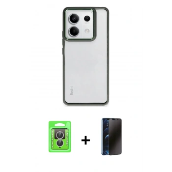 MARSİLYAN™- Redmi Note 13 Pro 4G Kılıf Nova Işık Serisi - Siyah 3D Antistatik Hayalet Cam Ekran Koruyucu + Raze Metal Kamera Lens - GS