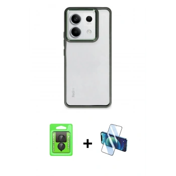 MARSİLYAN™- Redmi Note 13 Pro 4G Kılıf Nova Işık Serisi - Siyah 3D Antistatik Seramik Nano Ekran Koruyucu + Raze Metal Kamera Lens - SH