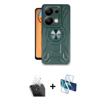 MARSİLYAN™- Redmi Note 13 Pro 4G Kılıf Nova Yansıma Prime - Siyah 3D Antistatik Seramik Nano Ekran Koruyucu + Kamera Lens Koruma Cam - SF