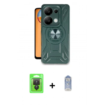 MARSİLYAN™- Redmi Note 13 Pro 4G Kılıf Nova Yansıma Prime - Siyah Joko Magic 5D Cam + Raze Metal Kamera Lens - SH