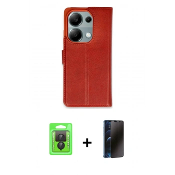 MARSİLYAN™- Redmi Note 13 Pro 4G Kılıf Siluet Işık Serisi - Siyah 3D Antistatik Hayalet Cam Ekran Koruyucu + Raze Metal Kamera Lens - SH