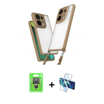 MARSİLYAN™- Redmi Note 13 Pro 4G Kılıf Ufuk Klasik - Siyah 3D Antistatik Seramik Nano Ekran Koruyucu + Raze Metal Kamera Lens - GS