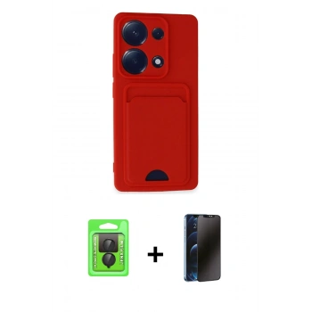 MARSİLYAN™- Redmi Note 13 Pro 4G Kılıf Vadi Çizgi Prime - Siyah 3D Antistatik Hayalet Cam Ekran Koruyucu + Raze Metal Kamera Lens - SH
