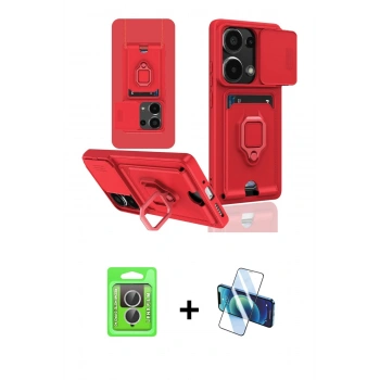 MARSİLYAN™- Redmi Note 13 Pro 4G Kılıf Vadi Form Prime - Siyah 3D Antistatik Cam Ekran Koruyucu + Raze Metal Kamera Lens - GS