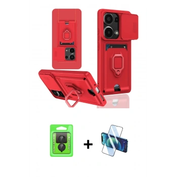 MARSİLYAN™- Redmi Note 13 Pro 4G Kılıf Vadi Form Prime - Siyah 3D Antistatik Cam Ekran Koruyucu + Raze Metal Kamera Lens - SH
