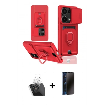 MARSİLYAN™- Redmi Note 13 Pro 4G Kılıf Vadi Form Prime - Siyah 3D Antistatik Hayalet Cam Ekran Koruyucu + Kamera Lens Koruma Cam - SF