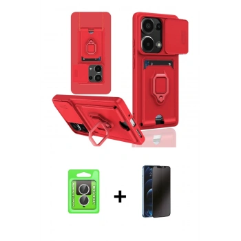 MARSİLYAN™- Redmi Note 13 Pro 4G Kılıf Vadi Form Prime - Siyah 3D Antistatik Hayalet Cam Ekran Koruyucu + Raze Metal Kamera Lens - GS