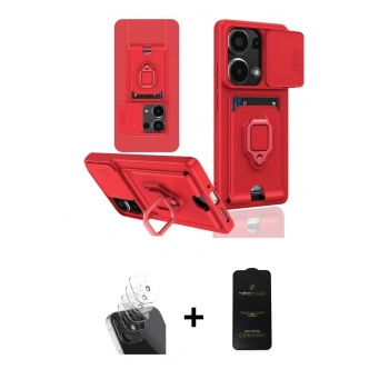 MARSİLYAN™- Redmi Note 13 Pro 4G Kılıf Vadi Form Prime - Siyah 6D Antistatik Mat Seramik Hayalet Nano Ekran Koruyucu + Kamera Lens Koruma Cam - SF