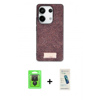 MARSİLYAN™- Redmi Note 13 Pro 4G Kılıf Vadi Klasik Serisi - Şeffaf Pasifik Cam Ekran Koruyucu + Raze Metal Kamera Lens - SH