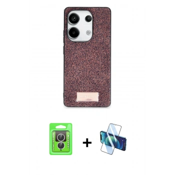 MARSİLYAN™- Redmi Note 13 Pro 4G Kılıf Vadi Klasik Serisi - Siyah 3D Antistatik Cam Ekran Koruyucu + Raze Metal Kamera Lens - GS
